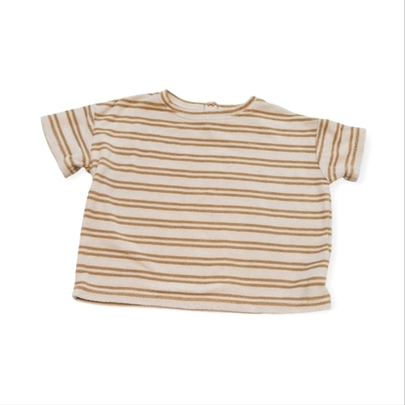 Quincy Mae Organic Cotton Terry Cloth Striped T-Shirt Size 4-5 Years - Picture 1 of 5